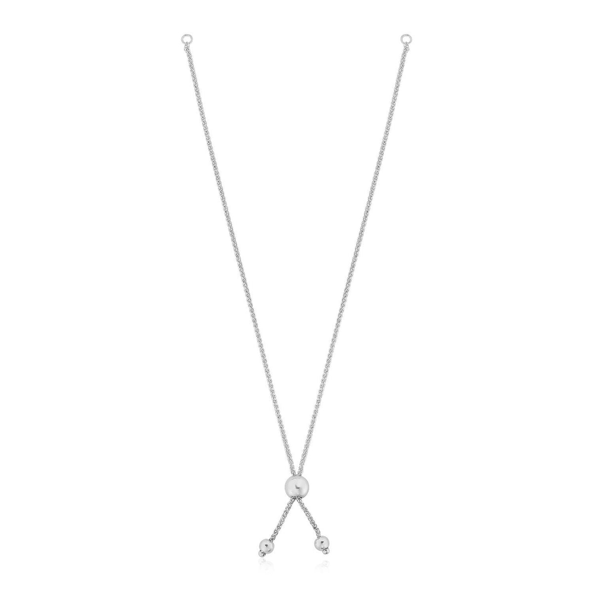 14K White Gold Adjustable Friendship Bracelet Chain with Ball Slide