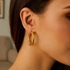 Sterling Silver Yellow Gold Plated Round Hoop Earrings, view 3