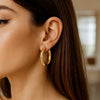 Sterling Silver Yellow Gold Plated Round Hoop Earrings, view 4