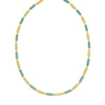 14K Yellow Gold Turquoise Rectangle Links Necklace (3.50 mm), view 2