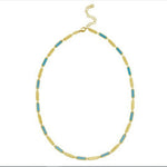 14K Yellow Gold Turquoise Rectangle Links Necklace (3.50 mm), view 3