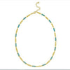 14K Yellow Gold Turquoise Rectangle Links Necklace (3.50 mm)