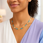 14K Yellow Gold Turquoise Rectangle Links Necklace (3.50 mm), view 5