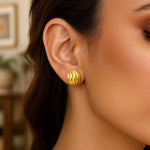 14K Yellow Gold Swirl Button Stud Earrings, view 3