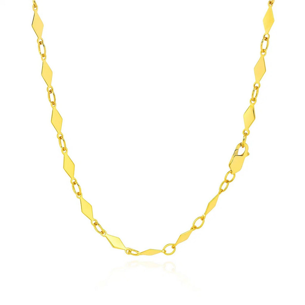 14K Yellow Gold Polished Diamond Motif Chain (3.00 mm), view 2