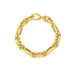 14K Yellow Gold Italian Alternating Paperclip Oval Links Bracelet (9.30 mm), view 2