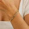 14K Yellow Gold Italian Alternating Paperclip Oval Links Bracelet (9.30 mm), view 4