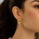 Sterling Silver Yellow Gold Plated Triple Door Knocker Hoop Earrings, view 5