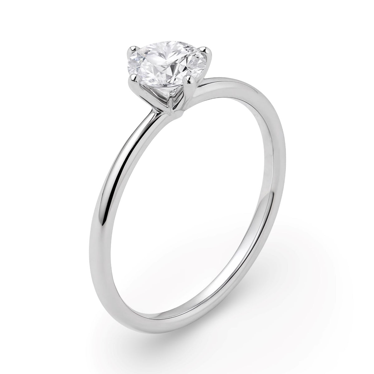 1 Carat Round Lab Grown IGI G/VS1 Diamond Solitaire Ring in 14K White Gold, view 2