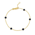 14K Yellow Gold Blue Sapphire Station Bracelet, view 2