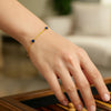 14K Yellow Gold Blue Sapphire Station Bracelet, view 4