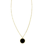 14K Yellow Gold Onyx Inlay Circle Necklace