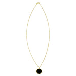 14K Yellow Gold Onyx Inlay Circle Necklace, view 2