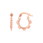14K Rose Gold Scalloped Hoop Earrings