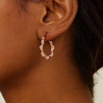14K Rose Gold Scalloped Hoop Earrings, view 2