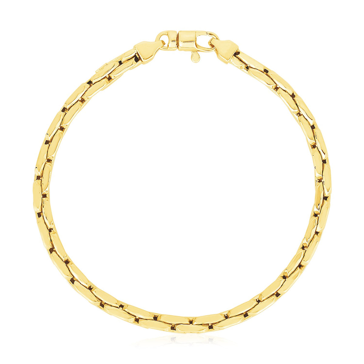 14K Yellow Gold High Polish Compressed Cable Link Bracelet (4.50 mm), view 2