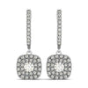 14k White Gold Double Halo Cushion Outer Shaped Diamond  Earrings (3/4 cttw)