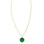 14K Yellow Gold Malachite Inlay Circle Necklace