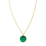 14K Yellow Gold Malachite Inlay Circle Necklace, view 3