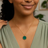 14K Yellow Gold Malachite Inlay Circle Necklace