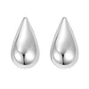 Sterling Silver Rhodium Plated Puffed Teardrop Earrings, view 2