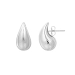 Sterling Silver Rhodium Plated Puffed Teardrop Earrings, view 3