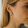 Sterling Silver Rhodium Plated Puffed Teardrop Earrings, view 5