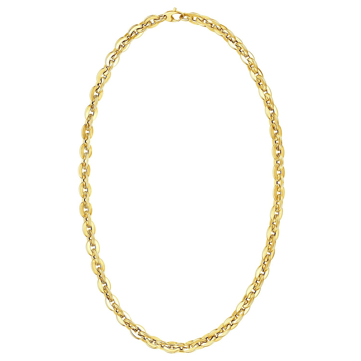 14K Yellow Gold Mirror Rolo Link Chain Necklace (7.30 mm), view 2
