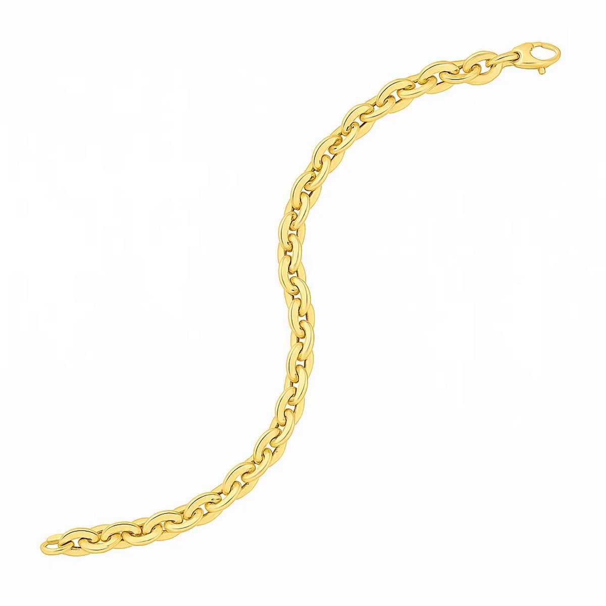 14K Yellow Gold Mirror Rolo Link Chain Necklace (7.30 mm), view 4