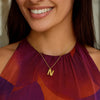 14K Yellow Gold Helium Initial N Pendant