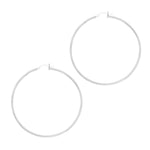 Rhodium Plated Hoop Earrings in Sterling Silver (2x60.00 mm)