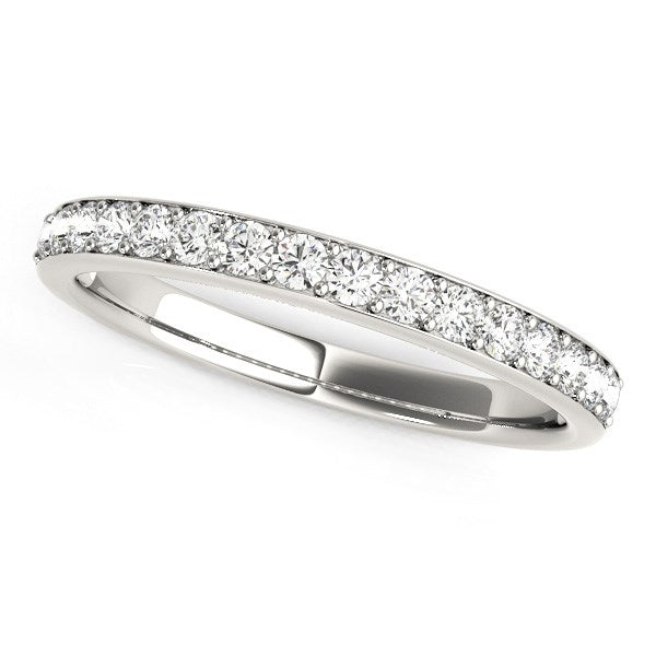 14K White Gold Prong Set Wedding Band with Diamonds (1/3 cttw)