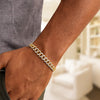 14K Yellow Gold White Pave High Polish Modern Lite Miami Cuban Bracelet (6.50 mm), view 4