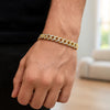 14K Yellow Gold White Pave High Polish Modern Lite Miami Cuban Bracelet (6.50 mm), view 5