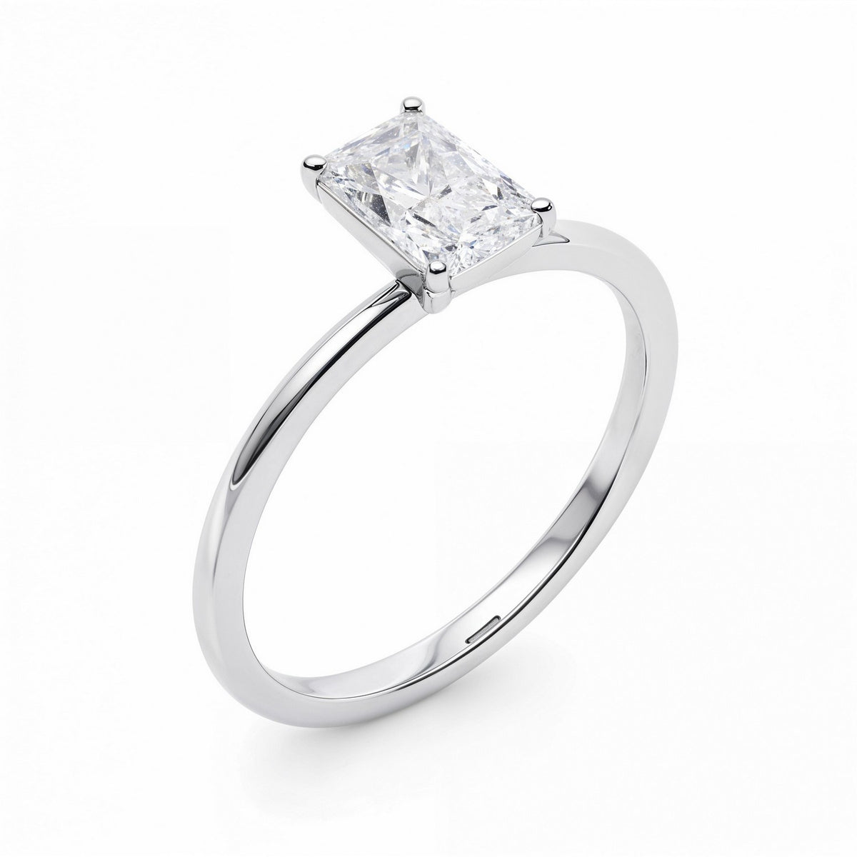 1 Carat Radiant Lab Grown IGI G/VS1 Diamond Solitaire Ring in 10K White Gold, view 2