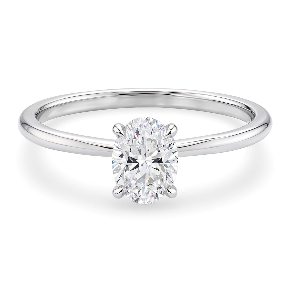 1 Carat Oval Lab Grown IGI G/VS1 Diamond Solitaire Ring in 14K White Gold, view 2