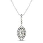 Marquis Shape Diamond Halo Pendant in 14K White Gold (2/3 cttw)
