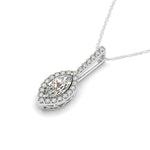 Marquis Shape Diamond Halo Pendant in 14K White Gold (2/3 cttw), view 2
