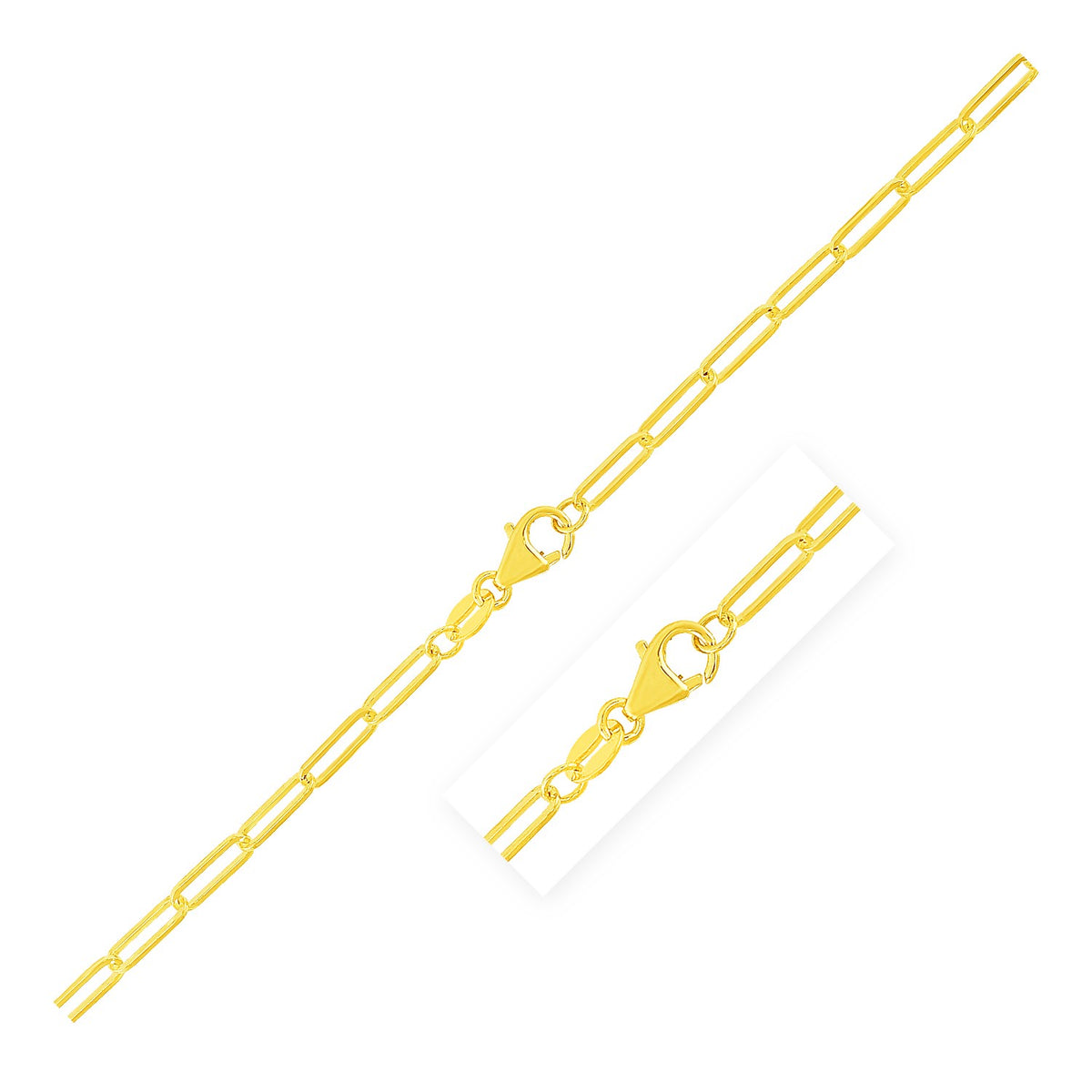 14K Yellow Gold Paperclip Chain (2.50 mm), view 19