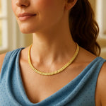 14K Yellow Gold Rib Link Necklace, view 2