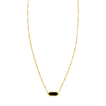 14K Yellow Gold Hexagon Onyx Pendant Necklace, view 2