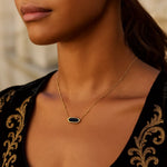 14K Yellow Gold Hexagon Onyx Pendant Necklace, view 4
