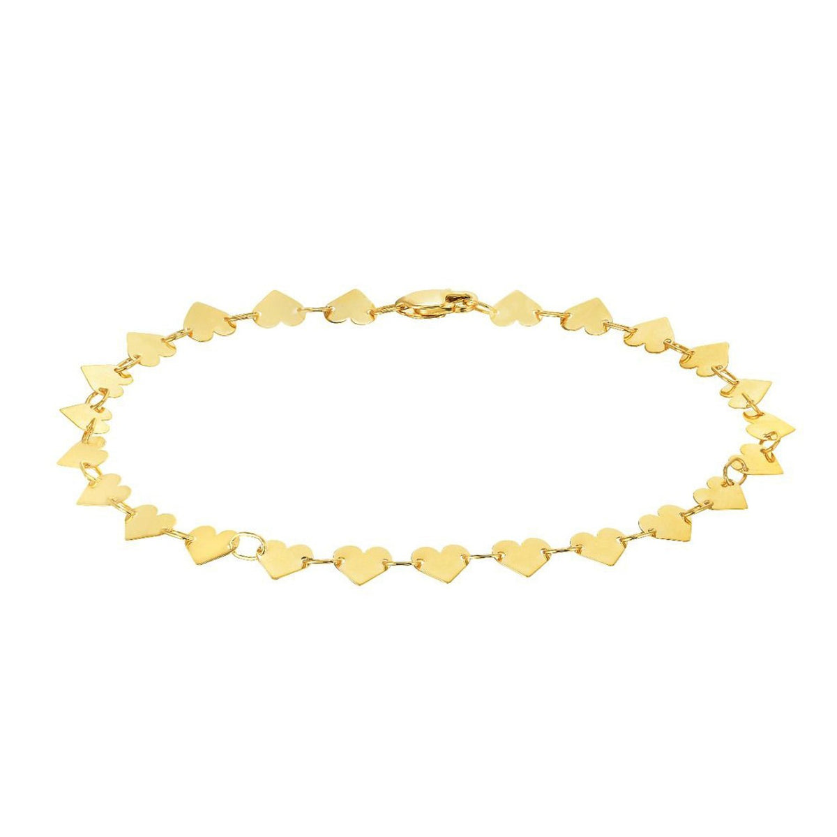 Mirror Heart Chain Bracelet in 10K Yellow Gold (4.70 mm), view 2