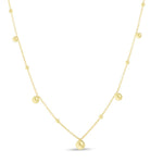 14K Yellow Gold High Polish Beaded Stations Necklace, view 2