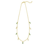 14K Yellow Gold Malachite And MOP Inlay Station Necklace, view 2