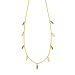14K Yellow Gold Malachite And MOP Inlay Station Necklace, view 3