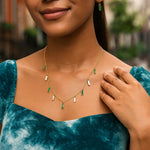 14K Yellow Gold Malachite And MOP Inlay Station Necklace, view 6