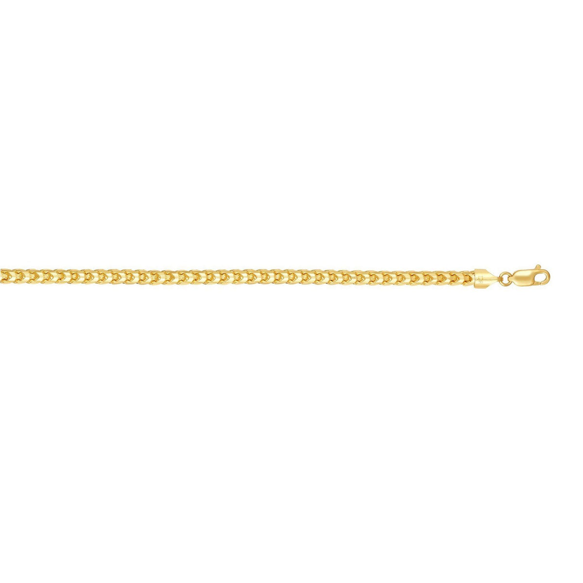 14K Yellow Gold Solid Diamond Cut Round Franco Bracelet (4.60 mm), view 2