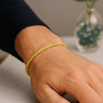 14K Yellow Gold Solid Diamond Cut Round Franco Bracelet (4.60 mm), view 3