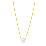 14K Yellow Gold Mini Diamond S Initial Pendant Necklace